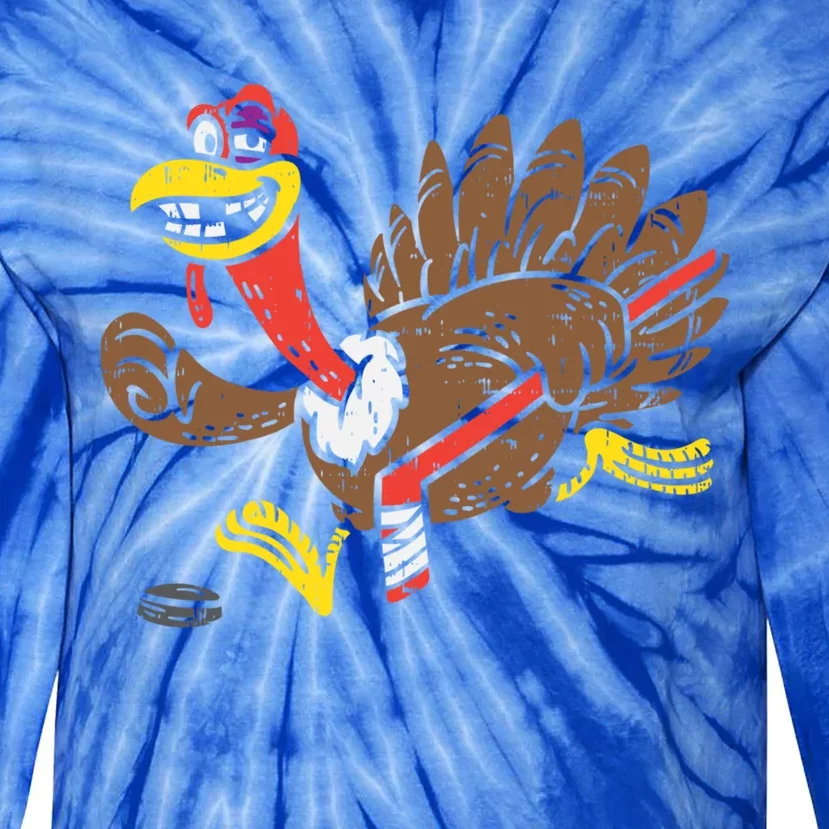 Ice Hockey Turkey Funny Happy Thanksgiving Party Gift Idea Gift Tie-Dye Long Sleeve Shirt