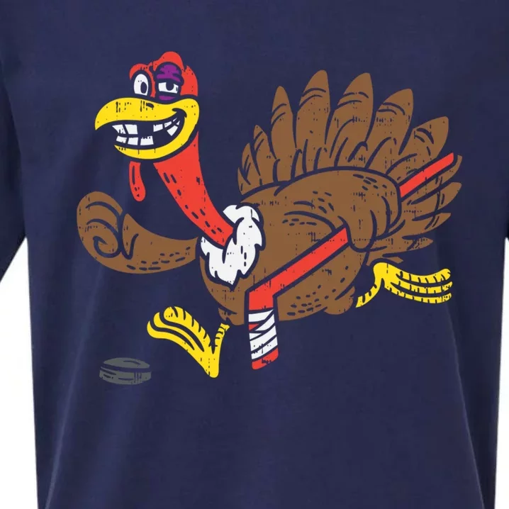 Ice Hockey Turkey Funny Happy Thanksgiving Party Gift Idea Gift Sueded Cloud Jersey T-Shirt