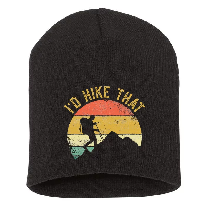 ID Hike That Mountains Hiking Hiker Short Acrylic Beanie