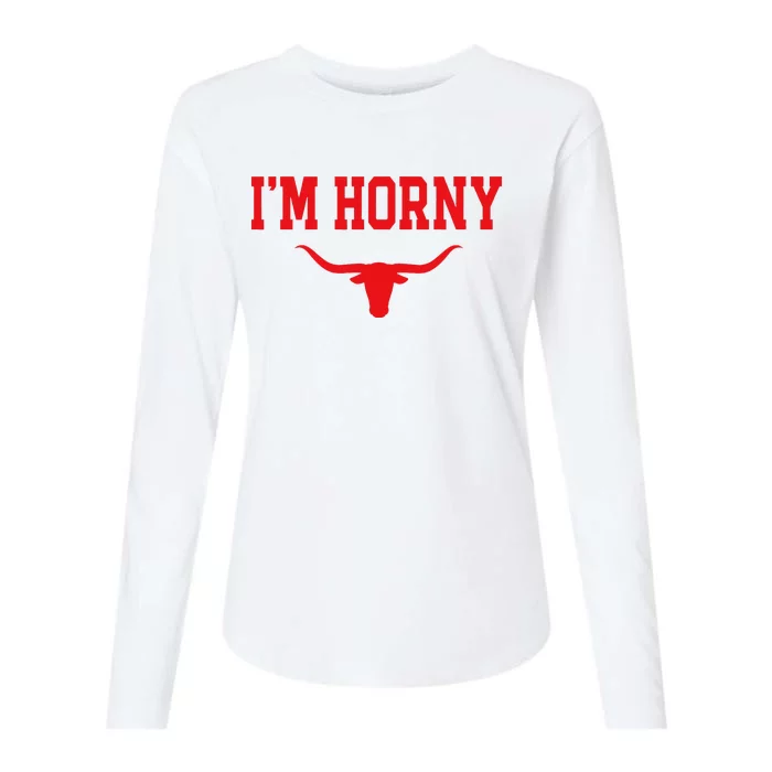 I'm Horny Texas Fan Womens Cotton Relaxed Long Sleeve T-Shirt