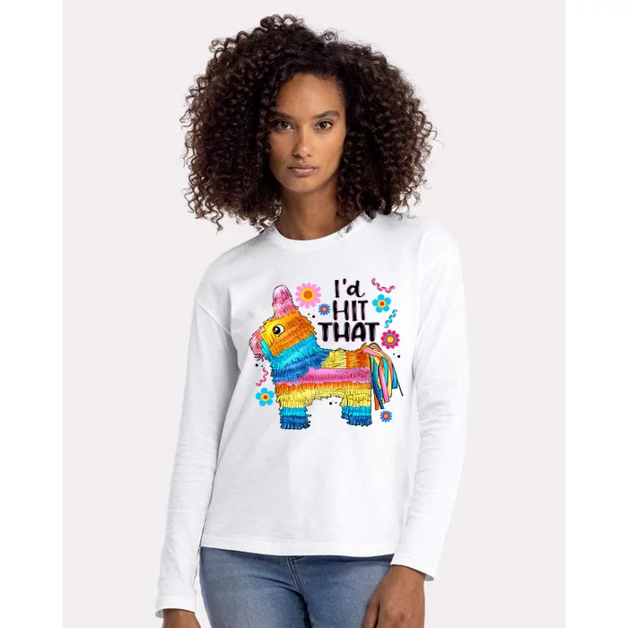 Id Hit That Funny Mexican Llama Pinata Womens Cotton Relaxed Long Sleeve T-Shirt