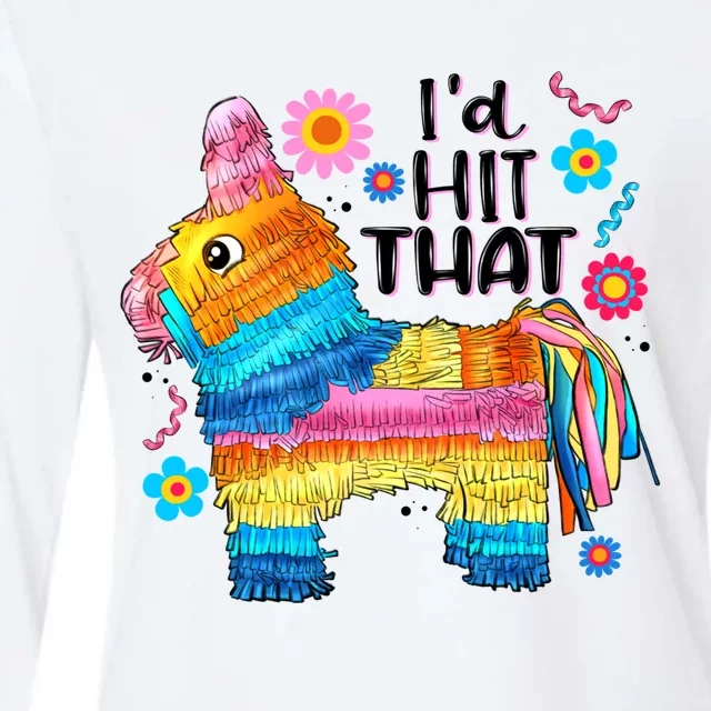 Id Hit That Funny Mexican Llama Pinata Womens Cotton Relaxed Long Sleeve T-Shirt