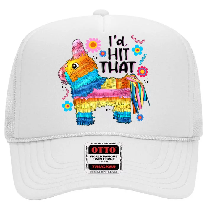 Id Hit That Funny Mexican Llama Pinata High Crown Mesh Trucker Hat