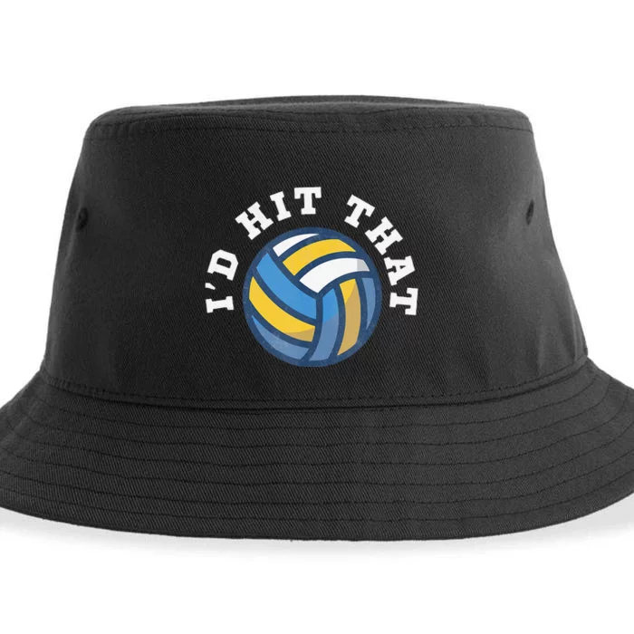 Id Hit That Funny Volleyball Design Sustainable Bucket Hat