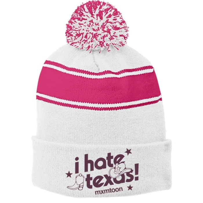 I Hate Texas RunnerS Club Stripe Pom Pom Beanie