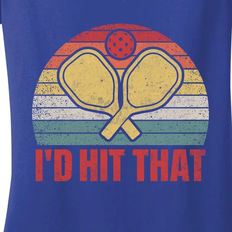 ID Hit That Funny Pickleball Lover Retro Gift Women's V-Neck T-Shirt