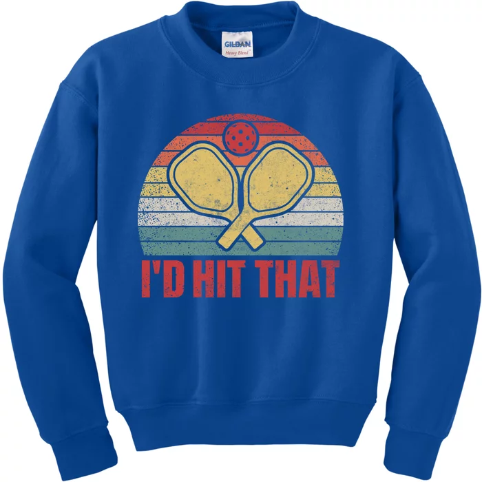 ID Hit That Funny Pickleball Lover Retro Gift Kids Sweatshirt