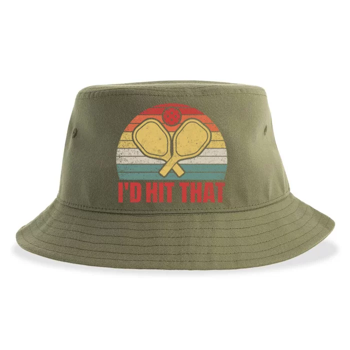 ID Hit That Funny Pickleball Lover Retro Gift Sustainable Bucket Hat