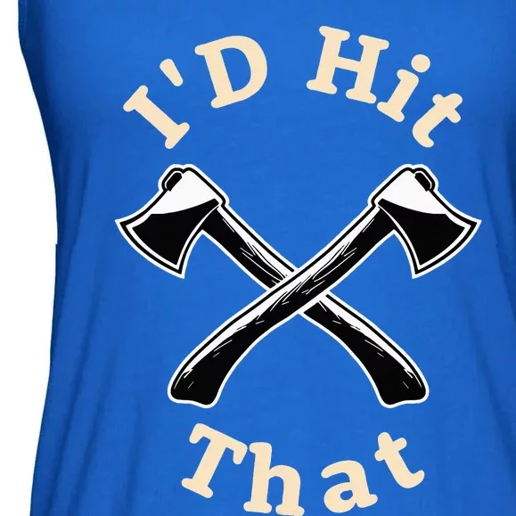 ID Hit That I Competition Throwing Axe On A Ax Throwing Ladies Essential Flowy Tank