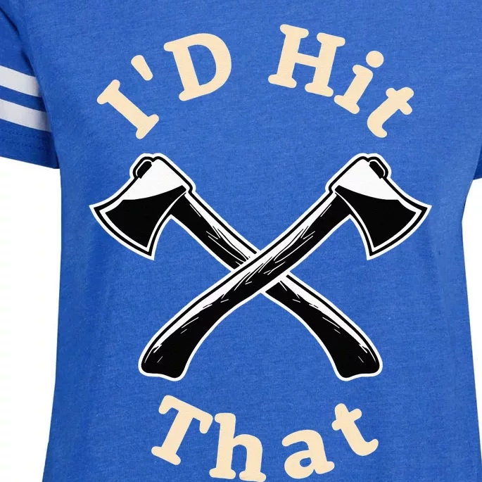 ID Hit That I Competition Throwing Axe On A Ax Throwing Enza Ladies Jersey Football T-Shirt