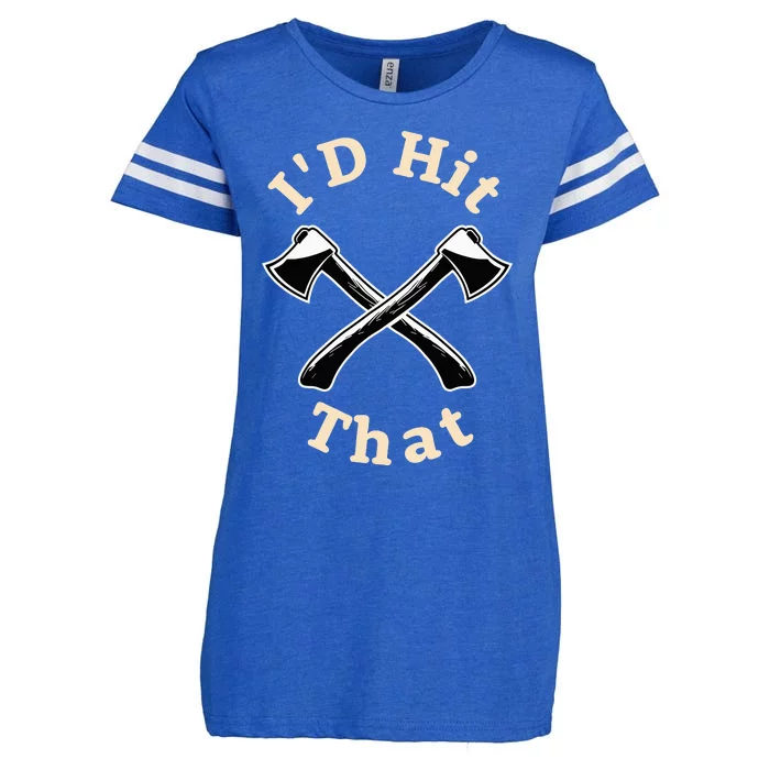 ID Hit That I Competition Throwing Axe On A Ax Throwing Enza Ladies Jersey Football T-Shirt