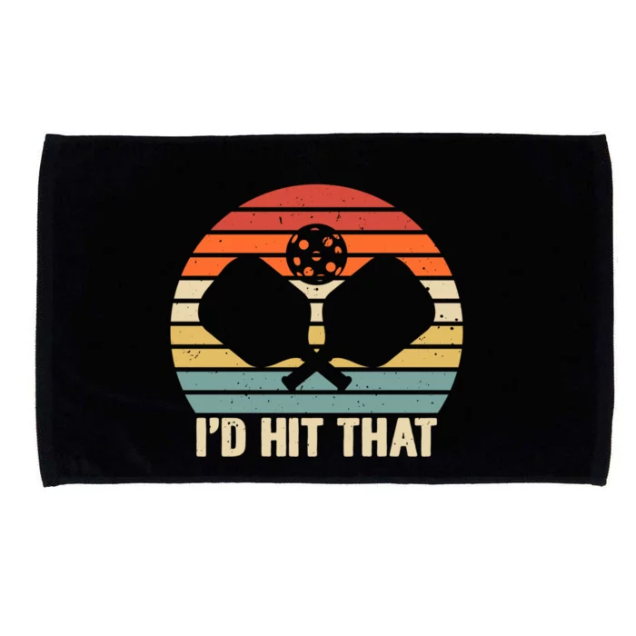 ID Hit That Funny Pickleball Retro Graphic Cool Gift Microfiber Hand Towel