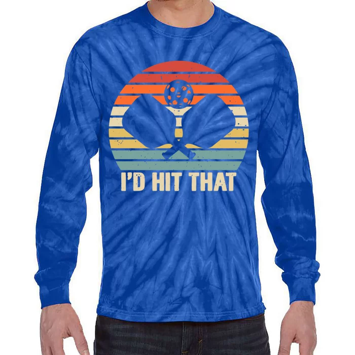 ID Hit That Funny Pickleball Retro Graphic Cool Gift Tie-Dye Long Sleeve Shirt