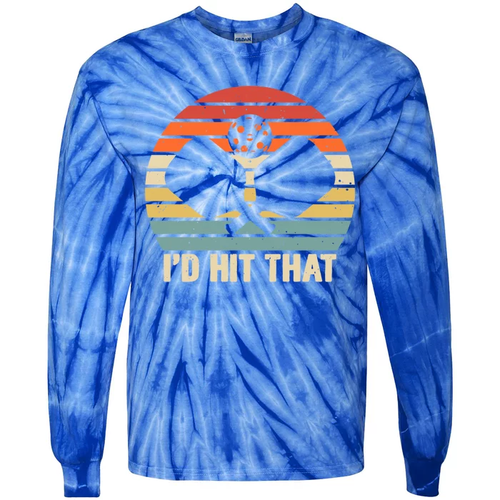 ID Hit That Funny Pickleball Retro Graphic Cool Gift Tie-Dye Long Sleeve Shirt