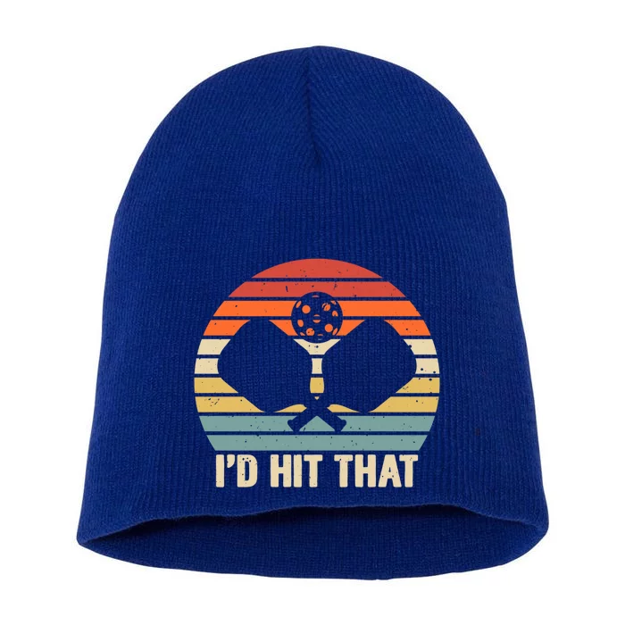 ID Hit That Funny Pickleball Retro Graphic Cool Gift Short Acrylic Beanie