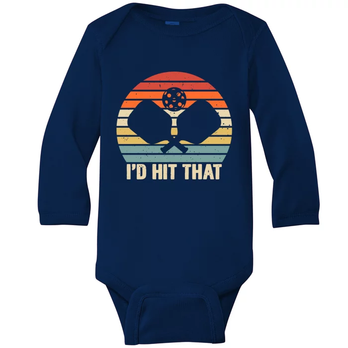 ID Hit That Funny Pickleball Retro Graphic Cool Gift Baby Long Sleeve Bodysuit