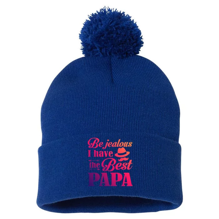 I Have The Best Papa Meaningful Gift Pom Pom 12in Knit Beanie