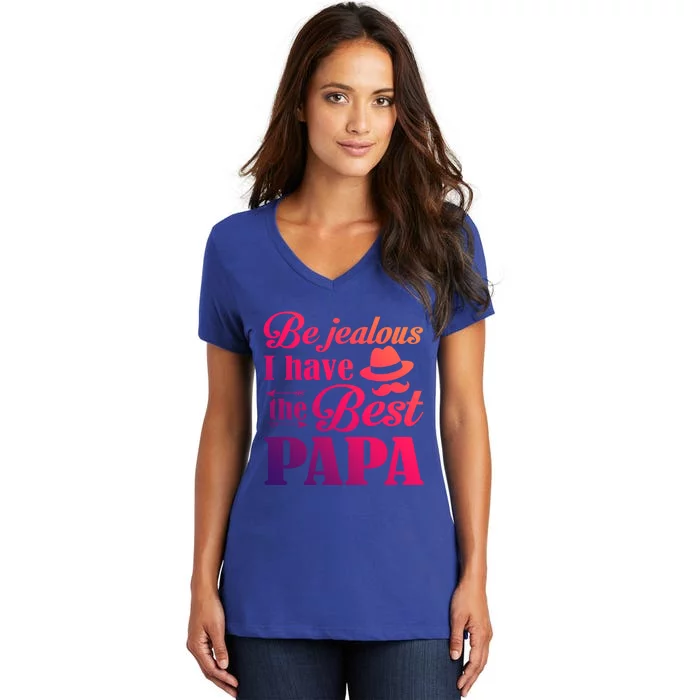 I Have The Best Papa Meaningful Gift Women's V-Neck T-Shirt