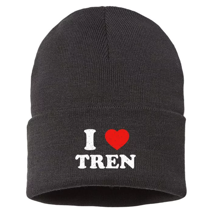 I Heart Tren Bodybuilder Gym Tren Lovers Steroid Sustainable Knit Beanie