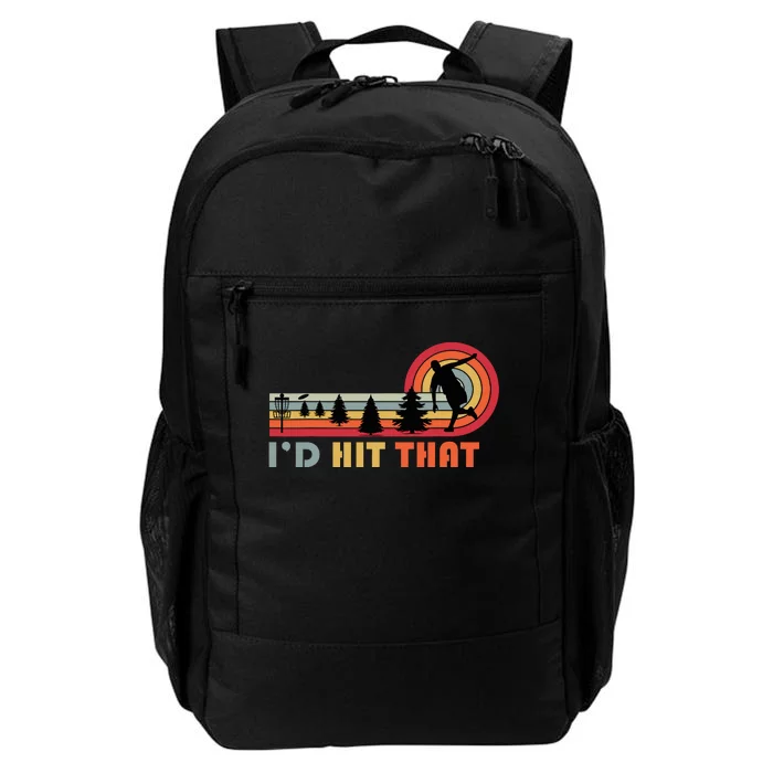 Id Hit That Funny Disc Golf Vintage Frisbee Dad Golfer Daily Commute Backpack