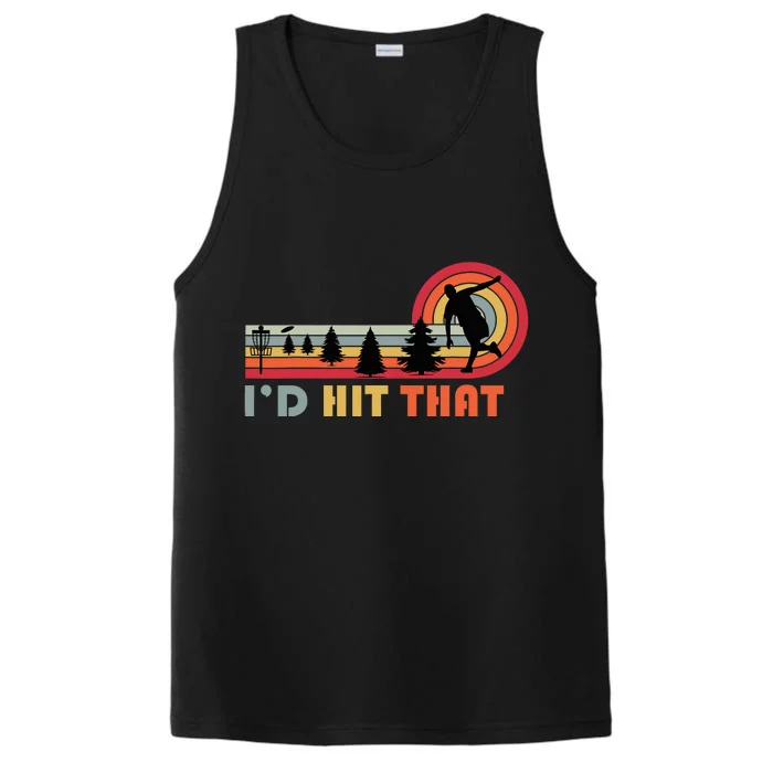 Id Hit That Funny Disc Golf Vintage Frisbee Dad Golfer Performance Tank