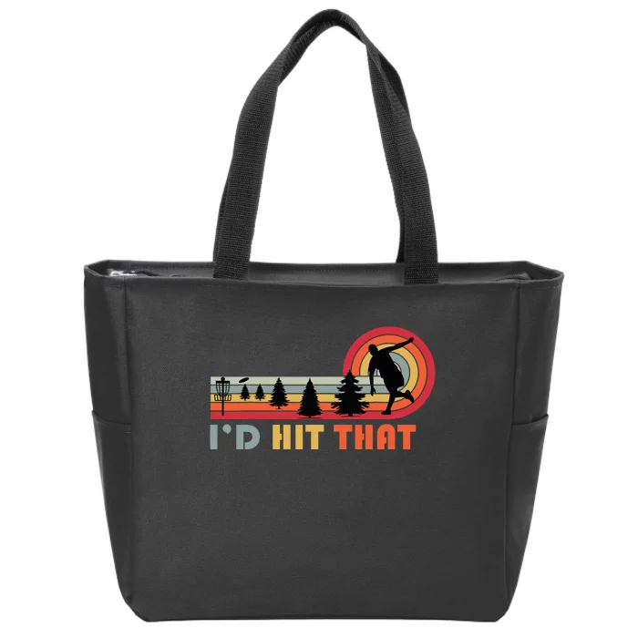 Id Hit That Funny Disc Golf Vintage Frisbee Dad Golfer Zip Tote Bag