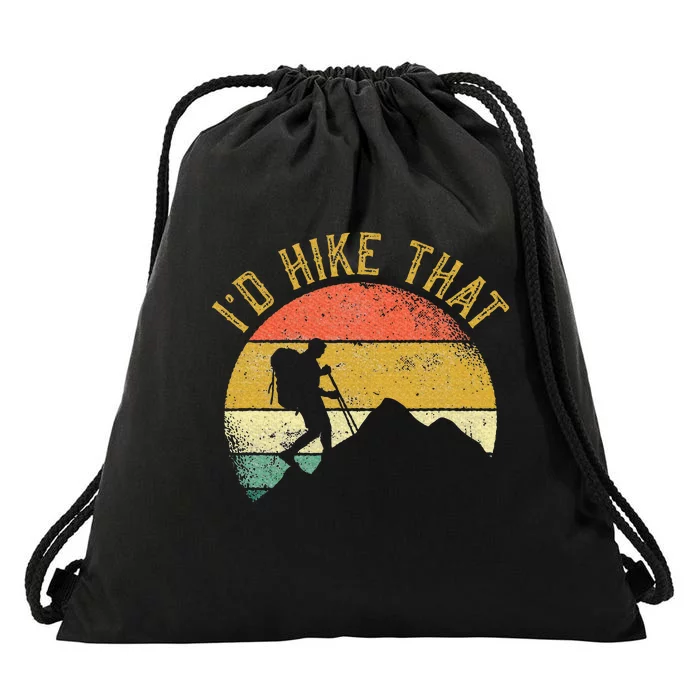 ID Hike That Mountains Hiking Hiker Drawstring Bag