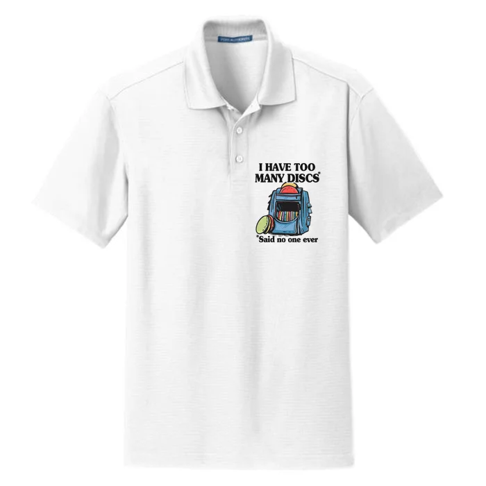 I Have Too Many Discs Disc Golf Backpack Funny Disc Golf Dry Zone Grid Performance Polo