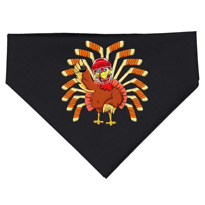 Ice Hockey Thanksgiving Turkey Playing Hockey USA-Made Doggie Bandana