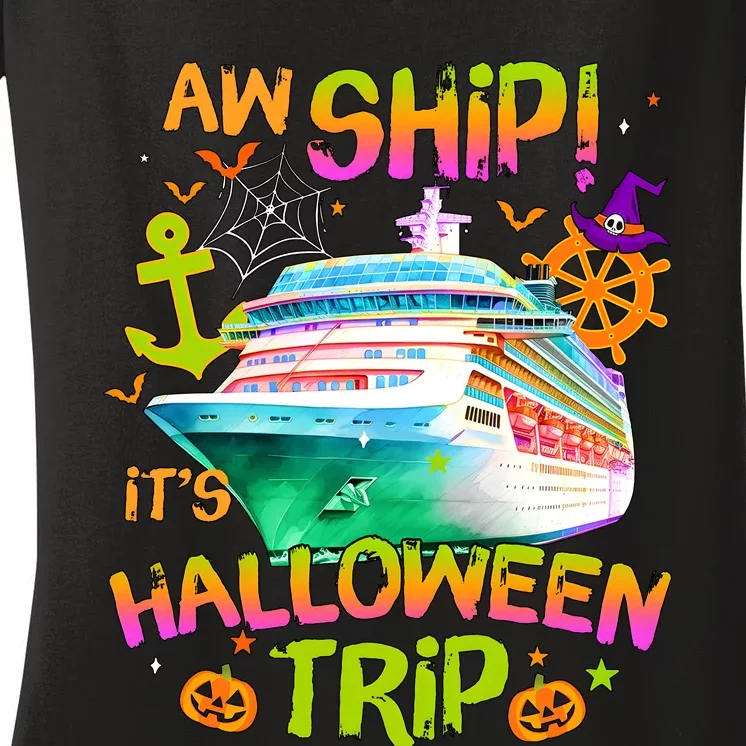 Its Halloween Trip Family Cruise Matching Team Women's V-Neck T-Shirt