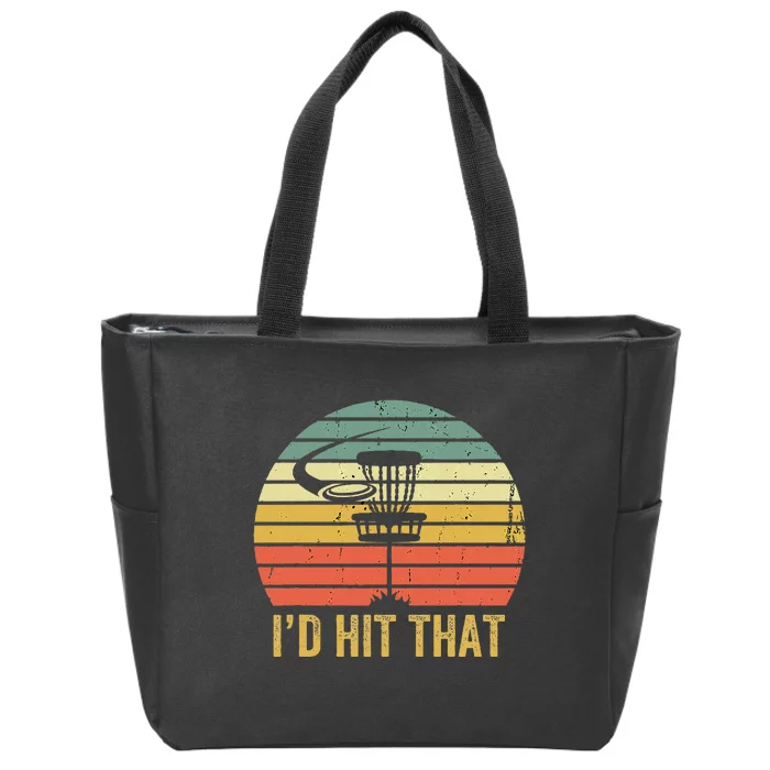 ID Hit That Funny Disc Golf Vintage Frisbee Disc Sport Zip Tote Bag