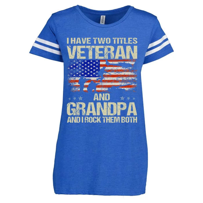 I Have Two Titles Veteran And Grandpa Retro Fathers Day Enza Ladies Jersey Football T-Shirt