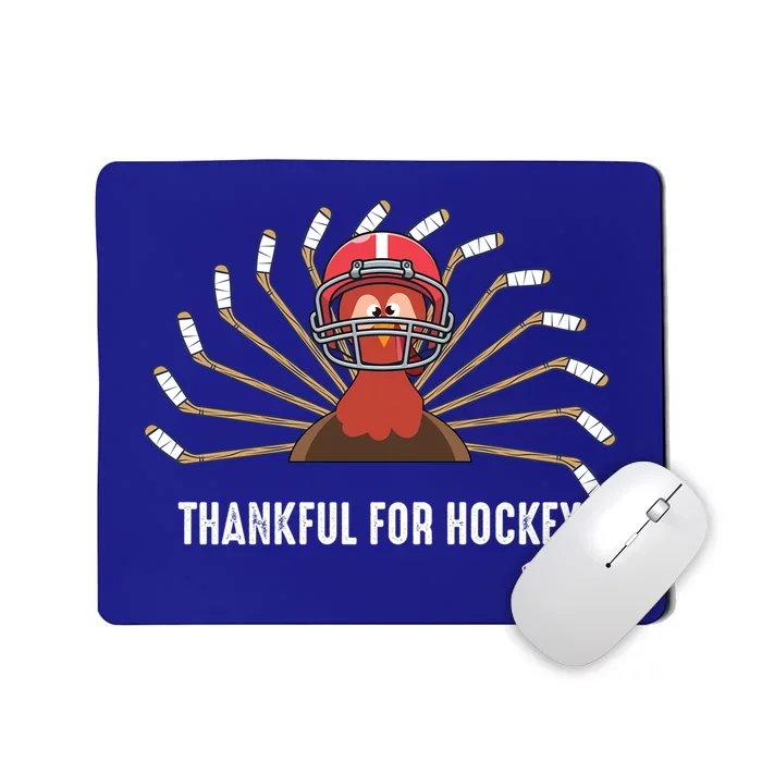 Ice Hockey Thanksgiving Turkey Playing Hockey Gift Mousepad