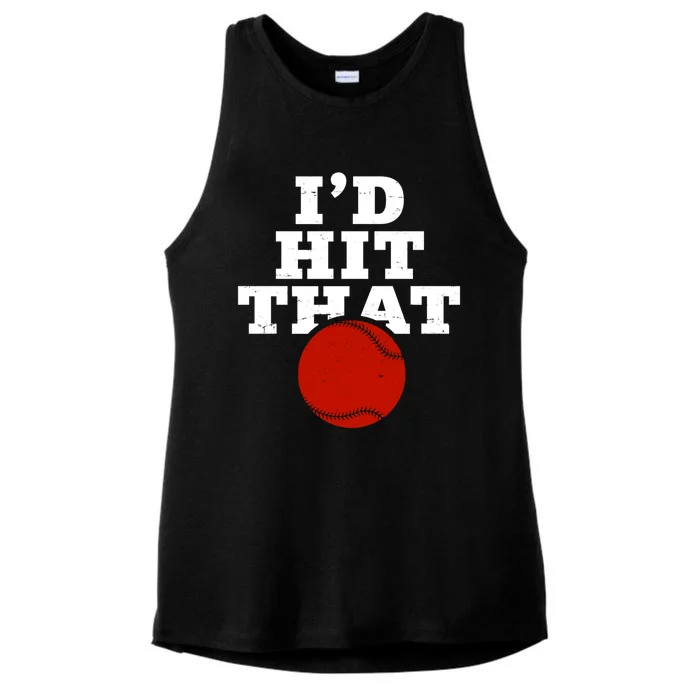 I'd Hit That Baseball Lover Funny Ladies Tri-Blend Wicking Tank