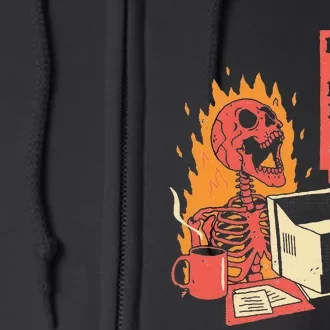 I Hope This Email Find You Well Fire Burn Skeleton Halloween Full Zip Hoodie