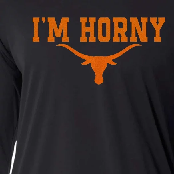 I’M Horny Texaslonghorns Austin Pride Bull American Cooling Performance Long Sleeve Crew