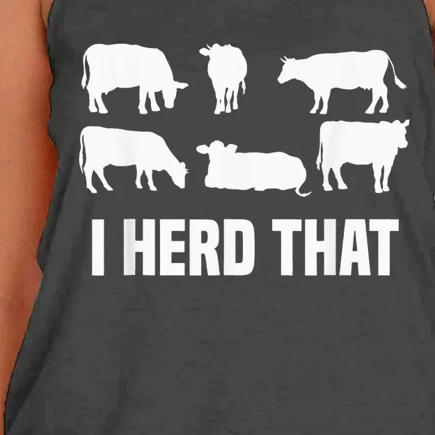 I Herd That I Animal Farm Cow Dairy Farming Funny Women's Knotted Racerback Tank