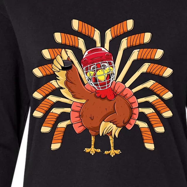 Ice Hockey Thanksgiving Turkey Playing Hockey Meaningful Gift Womens Cotton Relaxed Long Sleeve T-Shirt