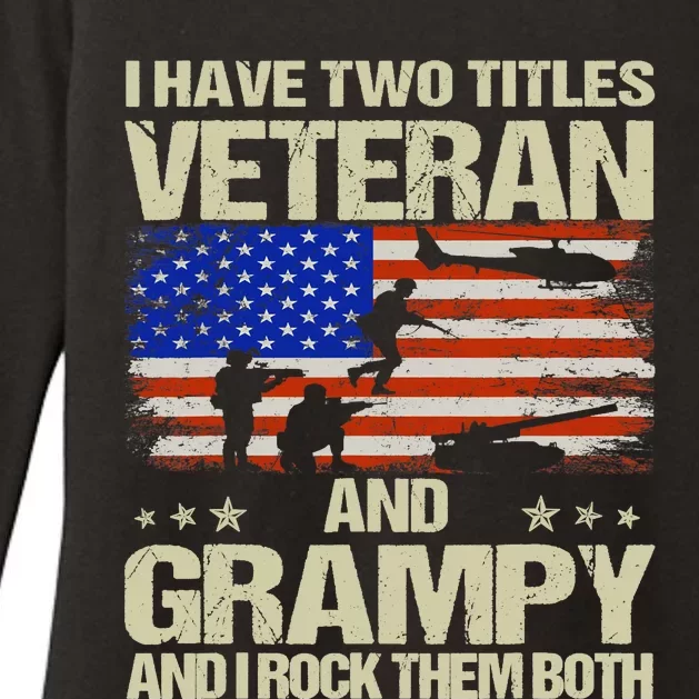 I Have Two Titles Veteran And Grampy Retro Father's Day Womens CVC Long Sleeve Shirt