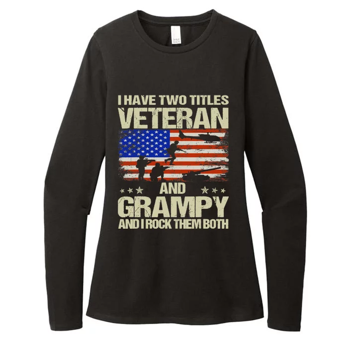 I Have Two Titles Veteran And Grampy Retro Father's Day Womens CVC Long Sleeve Shirt