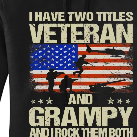 I Have Two Titles Veteran And Grampy Retro Father's Day Women's Pullover Hoodie