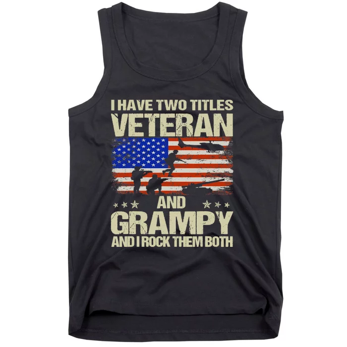 I Have Two Titles Veteran And Grampy Retro Father's Day Tank Top