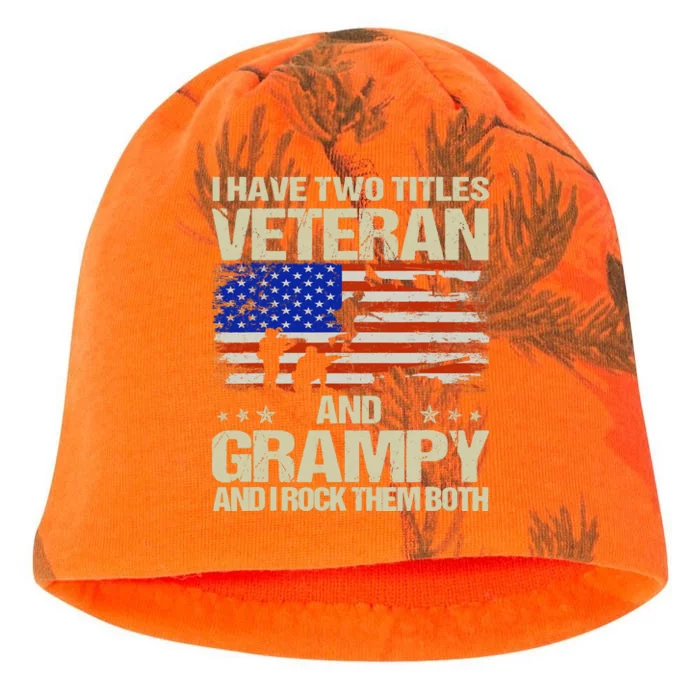 I Have Two Titles Veteran And Grampy Retro Father's Day Kati - Camo Knit Beanie