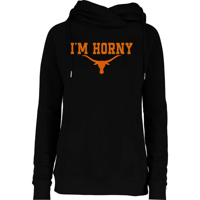 I’M Horny Texaslonghorns Austin Pride Bull American Womens Funnel Neck Pullover Hood