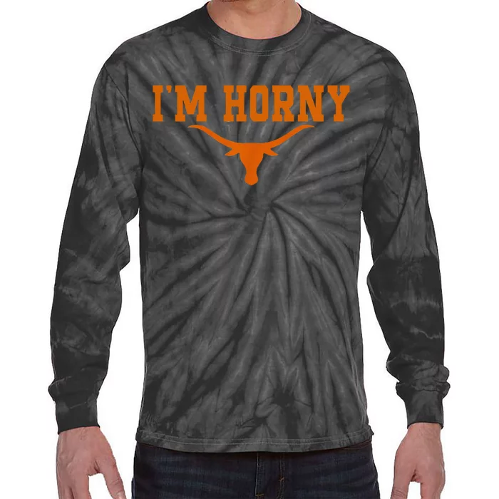 I’M Horny Texaslonghorns Austin Pride Bull American Tie-Dye Long Sleeve Shirt