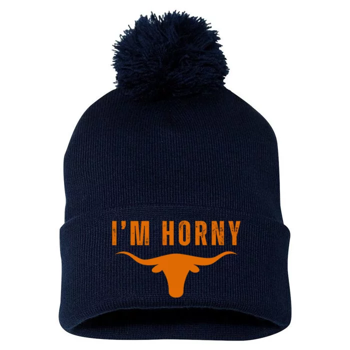 IM Horny Texas Pom Pom 12in Knit Beanie