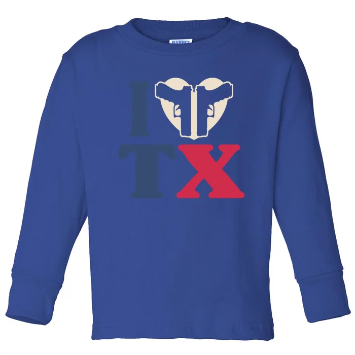 I Heart Texas Tx Love Pro Usa 2nd Adt Pro Gun Gift Toddler Long Sleeve Shirt