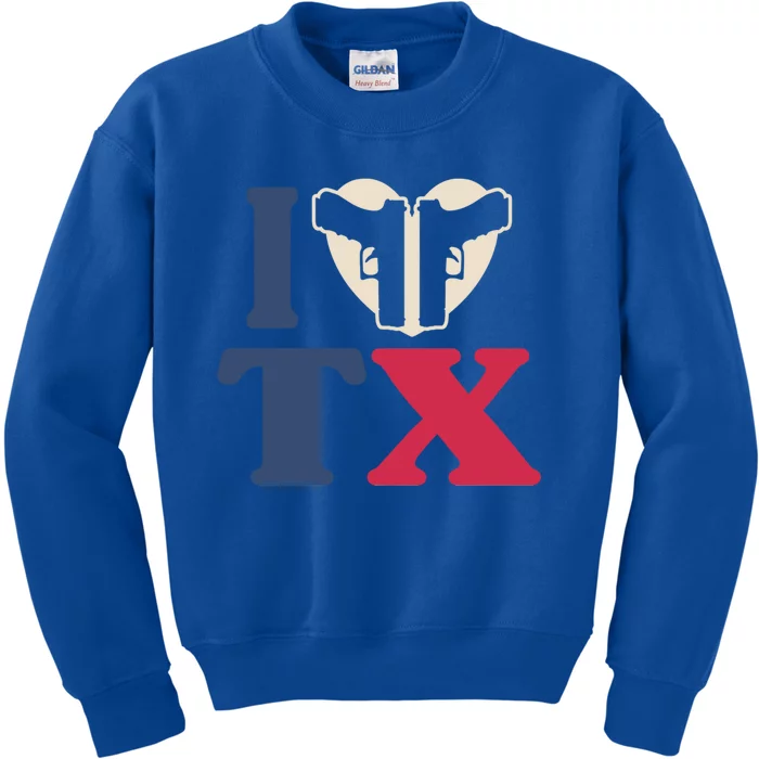 I Heart Texas Tx Love Pro Usa 2nd Adt Pro Gun Gift Kids Sweatshirt