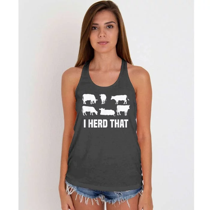 I Herd That I Animal Farm Cow Dairy Farming Women's Knotted Racerback Tank