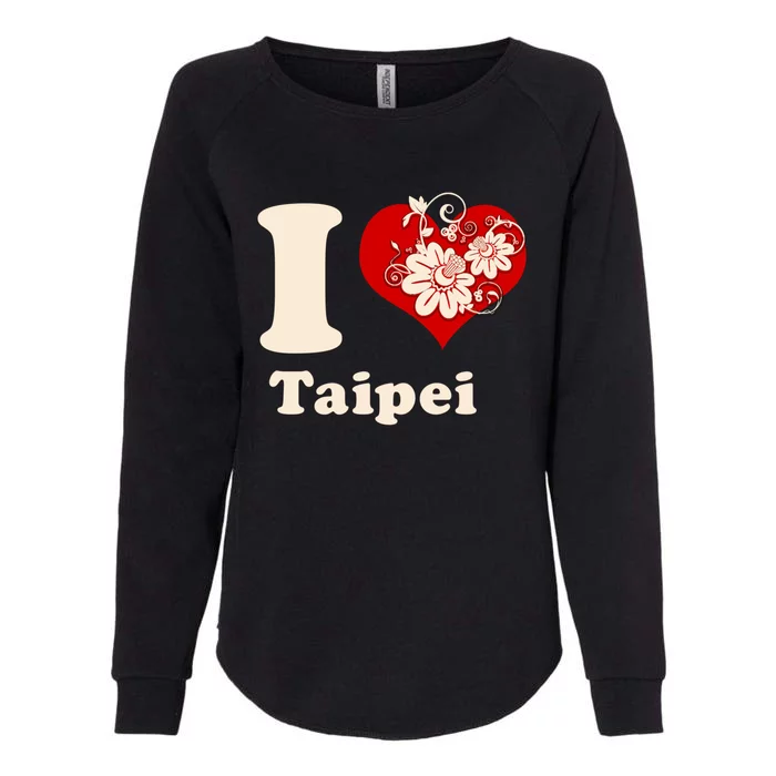 I Heart Taipei Taiwan Floral Gift Womens California Wash Sweatshirt